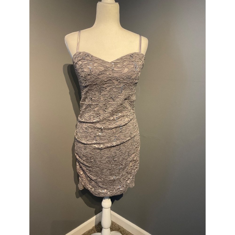Love Reigns gray lace bodycon style mini dress size large
